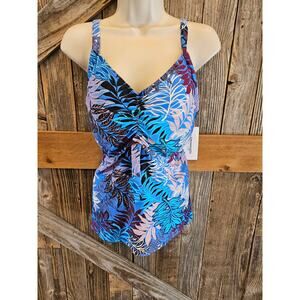 NWT NEW Swimsuits for all bra sized swim top tankini modest plus sz 10 DD F bra
